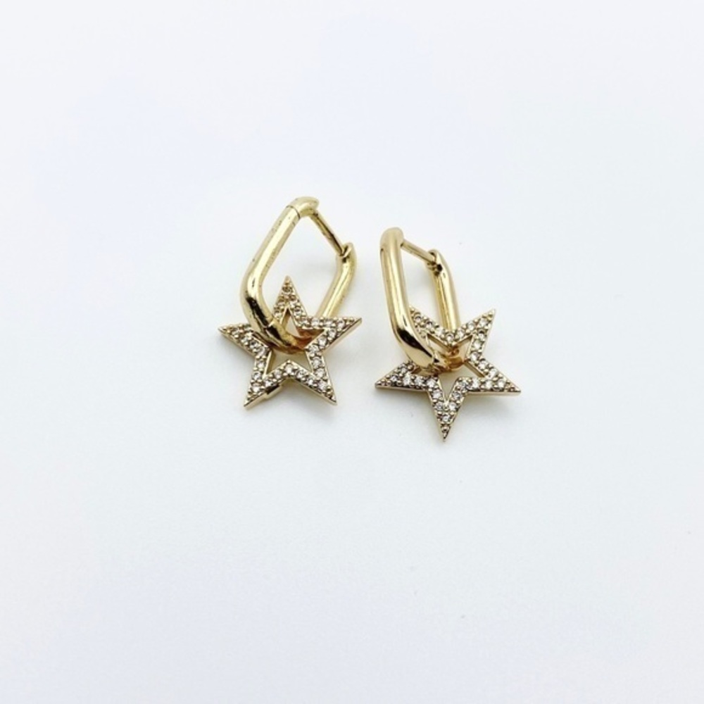 Ava Square Hoops with charm